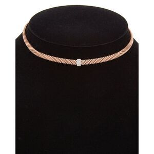 Meshmerise 18K Over Sterling Silver Diamond Choker Mesh Necklace
